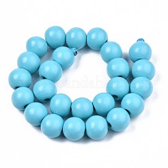 Spray Painted Natural Wood Beads Strands&nbsp;WOOD-S053-56B