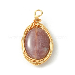Natural Indian Agate Copper Wire Wrapped Pendants&nbsp;PALLOY-JF02500-02
