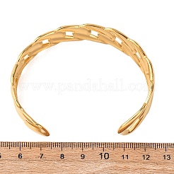 女性用304ステンレススチールカフバングル  イオンプレーティング（ip）  18KGP本金メッキ  3/4インチ（1.9cm）  内径：1-7/8x2-1/2インチ（4.85x6.4cm）&nbsp;BJEW-G749-05G