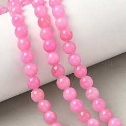 天然石馬山ジェイドラウンドビーズ連売り  染め  ショッキングピンク  6mm  穴：1mm  約69個/連  15.7インチ&nbsp;G-D263-6mm-XS34