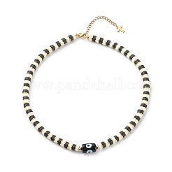 4Pcs 4 Color Lampwork Evil Eye & Polymer Clay Heishi Beaded Necklaces Set&nbsp;NJEW-JN04082