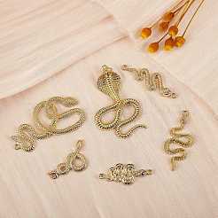 26個7スタイルラックメッキ合金ビッグペンダント  304ステンレススチールオープン丸カン付き  ヘビ  ライトゴールド  30.5~43x14~32.5x2.5~4.5mm  穴：1.8~2mm&nbsp;FIND-SZ0001-09