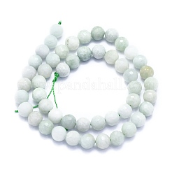 天然ミャンマー産翡翠/ビルマ翡翠ビーズ連売り  ラウンド  ファセット（128ファセット）  8mm  穴：1.2mm  約49個/連  15.16インチ（38.5cm）&nbsp;G-K310-A27-8mm