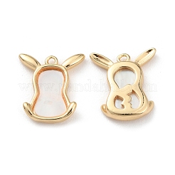 Rack Plating Brass Cow Head Charms with Shell&nbsp;KK-A183-51G