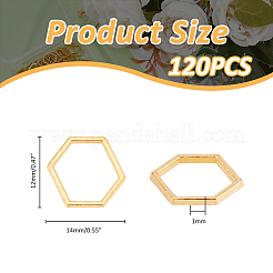 合金リンキングリング120個  六角  ゴールドカラー  12x14x1mm&nbsp;FIND-DC0005-93