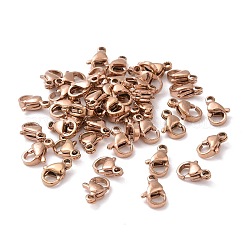 304ステンレススチール製ロブスタークロウ留め金  手動研磨  ローズゴールド  9x6x3mm  穴：1.2mm  内径：3mm&nbsp;STAS-G113-A-89RG