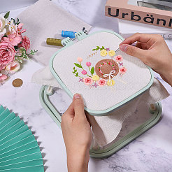 ABSプラスチッククロスステッチ刺繍枠  刺繍ツール  コットンリネンの布とステンレススチールの金具付き  グリーン  280x240x130mm&nbsp;TOOL-WH0166-042