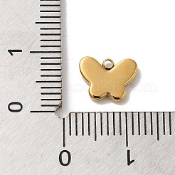 304ステンレススチールエナメルチャーム  バタフライチャーム  14KGP本金メッキ  ホワイト  7x9.5x2mm  穴：1.2mm&nbsp;STAS-B074-07G-02