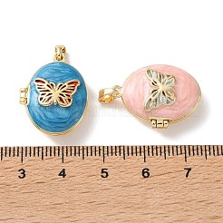 Brass Enamel Photo Locket Pendants&nbsp;KK-K305-20G