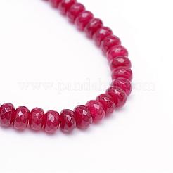 天然石ホワイトジェイドビーズ連売り  染め  多面カット  ロンデル  ファイヤーブリック  4~5x3mm  穴：0.5mm  約115~120個/連  13.39~13.98インチ（34~35.5cm）&nbsp;G-R343-2x4-07