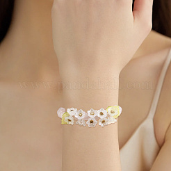 透明スプレー塗装ガラスビーズキャップ150個  花  ホワイト  7x11.5x11.5mm  穴：1.2mm&nbsp;GLAA-SC0002-76