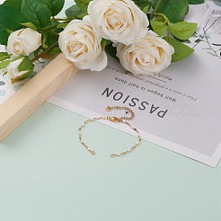 PVD真空メッキ304ステンレススチールリンクチェーンブレスレット製造  長持ちメッキ  エナメル  カニカン＆チェーンエクステンダー＆丸カン  ホワイト  6-3/8インチ（16.2cm）&nbsp;AJEW-JB00870-03