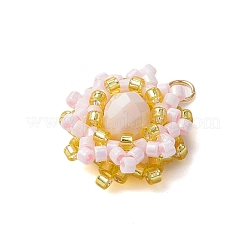 シードビーズ ビーズチャーム  花のペンダント  ミックスカラー  18x17x7.5mm  穴：2.5mm  3個/セット&nbsp;PALLOY-MZ00273