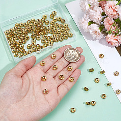 合金ビーズ4セット  フラットラウンド  アンティーク黄金  7.5x3mm  穴：2.5mm&nbsp;FIND-PH0024-19
