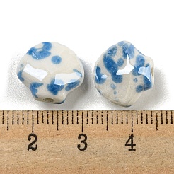 貝殻型の手作り磁器ビーズ  ディープスカイブルー  12~12.5x13~13.5x7~7.5mm  穴：1.8~2mm&nbsp;PORC-E022-01F