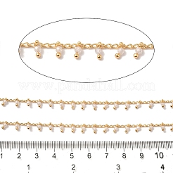 手作りの真鍮リンクチェーン  ガラスビーズ  ハンダ付け  スプールで  18KGP本金メッキ  古いレース  3x2x0.2mmと6x2mm  約16.40フィート（5m）/ロール&nbsp;CHC-E028-07G-02