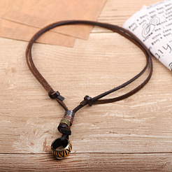 Adjustable Genuine Cowhide Leather Pendant Necklaces&nbsp;NJEW-F235-06M