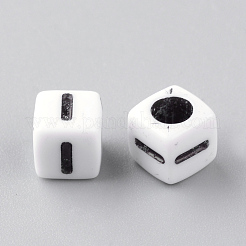不透明なアクリルビーズ  水平穴  文字スタイル  キューブ  文字.i  6x6x6mm  穴：3mm  約300個/50g&nbsp;X-SACR-Q188-02I