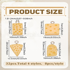 32個 4スタイル 樹脂製模造食品ペンダント  チーズチャーム  プラチナメッキ鉄ループ付き  ナバホホワイト  18~20x10~14x5~7mm  穴：1.8~2mm  8個/スタイル&nbsp;RESI-LP0001-50