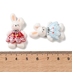 オペーク樹脂カボション  兎  ミックスカラー  34.5x19.5x7.5mm&nbsp;RESI-G121-03