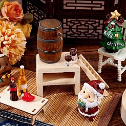 木材&合金&樹脂製赤ワイン樽&ワイングラス&蛇口セット  ミニチュアドールハウスバーアクセサリー  インディゴ  50x42x33mm&nbsp;DJEW-WH0050-23A
