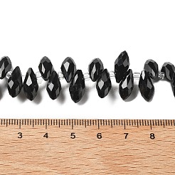電気メッキガラスビーズセット  ティアドロップ  トップドリルビーズ  多面カット  ブラック  13x6mm  穴：0.5mm  約95個/連  18.11''（46センチメートル）&nbsp;EGLA-XCP0001-18