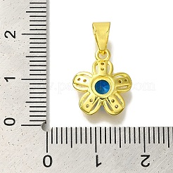 Flower Rack Plating Brass Micro Pave Cubic Zirconia Pendant&nbsp;KK-H485-01G-01