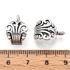 Flower Tibetan Style Alloy Tube Bails&nbsp;TIBE-Q046-04AS-LF