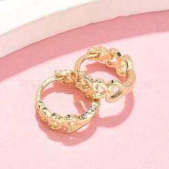 中空ハートの真鍮フープピアス  ラックめっき  鉛フリー＆カドミウムフリー  長持ちメッキ  18KGP本金メッキ  13x14x5mm&nbsp;EJEW-Z102-16G