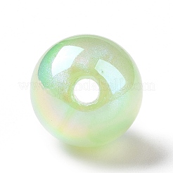 UVメッキレインボー虹色アクリルビーズ  グリッターパウダー付き  ラウンド  ミックスカラー  15mm  穴：3.2mm&nbsp;OACR-C010-05