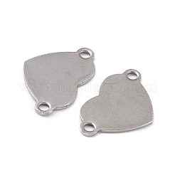 変色しにくい201ステンレススチールリンクコネクター  ハート  ステンレス鋼色  14x22.5x0.8mm  穴：1.7mm&nbsp;LS-STAS-K217-32A