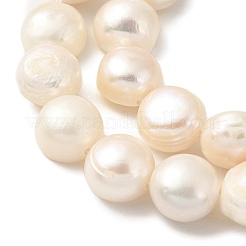 天然養殖淡水パールビーズ連売り  研磨両側  パパイヤホイップ  9~10mm  穴：0.5mm  約20個/連  6.69''（17センチメートル）&nbsp;PEAR-A006-10A