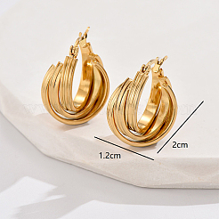 本物の18Kゴールドメッキ304ステンレススチールの多層フープピアス  リング  20x12mm&nbsp;UF5198-4
