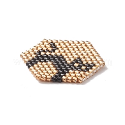 手作り日本産シードビーズ  織機模様  猫柄の六角形  ミックスカラー  23x22.5x2mm&nbsp;SEED-CP00014