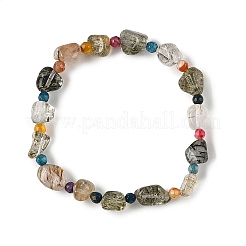 Natural Green Rutilated Quartz & Agate Beads Adjustable Stretch Bracelets for Women&nbsp;BJEW-JB14217