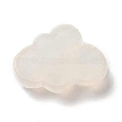 レインボー虹色メッキ樹脂カボション  キラキラ雲カボション  ホワイト  19.5x26x7.5mm&nbsp;X-RESI-C034-01A
