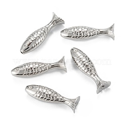 真鍮ビーズ  長持ちメッキ  鉛フリー＆ニッケルフリー＆カドミウムフリー  魚  プラチナ  21x6.5x5mm  穴：1mm&nbsp;KK-C223-13P