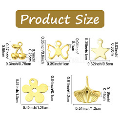 201/304ステンレススチールチャーム5スタイル5個  混合図形  18KGP本金メッキ  10x8x0.8mm  穴：1.4mm&nbsp;STAS-YW000-40G