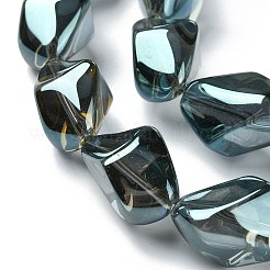 電気メッキ透明ガラスビーズ連売り  虹メッキ  ナゲット  ダークスレートグレー  22x12.5x15mm  穴：1.4mm  約30個/連  25.20''（64センチメートル）&nbsp;EGLA-E060-01A-FR02