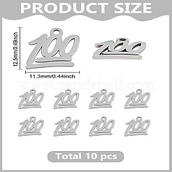 201ステンレススチールチャーム10個  数100  ステンレス鋼色  11.3x12.5mm  10個/セット&nbsp;STAS-LP0003-34