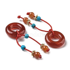 Natural Red Agate Donut Pendants&nbsp;G-R489-03