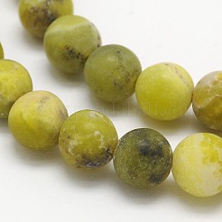 つや消しの丸い天然オリーブ翡翠ビーズ連売り  10mm  穴：1mm  約40個/連  15.3インチ&nbsp;G-N0166-51-10mm