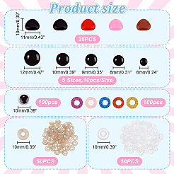 2箱2種類のクラフトプラスチック人形の目と鼻  混合図形  ミックスカラー  10mm&nbsp;DOLL-GA0001-14