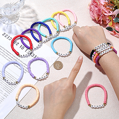 30個 15色 ハンドメイド ポリマークレイ ビーズ ブレスレット  アクリルストレッチブレスレット  ミックスカラー  内径：1.97インチ（5cm）  2個/カラー&nbsp;BJEW-PH02006