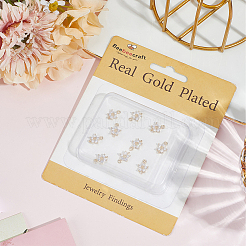 10Pcs Brass Flower Link Connector Charms with Glass&nbsp;KK-BBC0023-73