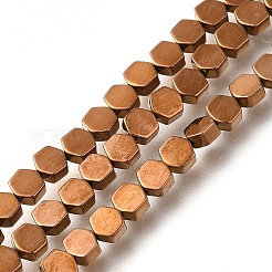 電気めっき合成非磁性ヘマタイト ビーズ 連売り  六角  ミックスカラー  4.2x4x2mm  穴：0.6mm  約102~104個/連  16.02インチ（40.7cm）&nbsp;G-C154-B01