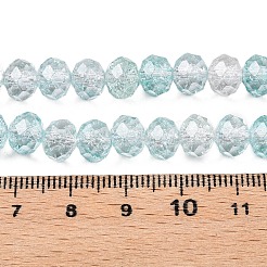 透明ガラスビーズ連売り  ファセット（32ファセット）  ロンデル  淡いターコイズ  4x3.5mm  穴：0.8mm  約105~110個/連  38~39cm&nbsp;X-GLAA-T023-4mm-A01
