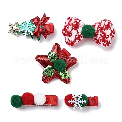 クリスマステーマの布フェルト生地のワニのヘアクリップ  合金クリップ付き  ミックスカラー  47x46x16.5mm&nbsp;OHAR-R100-01E