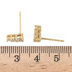 真鍮マイクロパヴェクリアキュービックジルコニアフラットラウンドスタッドピアス金具  ニッケルフリー  18KGP本金メッキ  9x3.5mm  穴：1.5x1.5mm  ピン：0.8mm&nbsp;KK-D504-27G