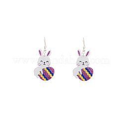 イースターのアクリルダングルイヤリング  兎  プラチナ  パープル  53x24mm&nbsp;FS-WG521CC-01